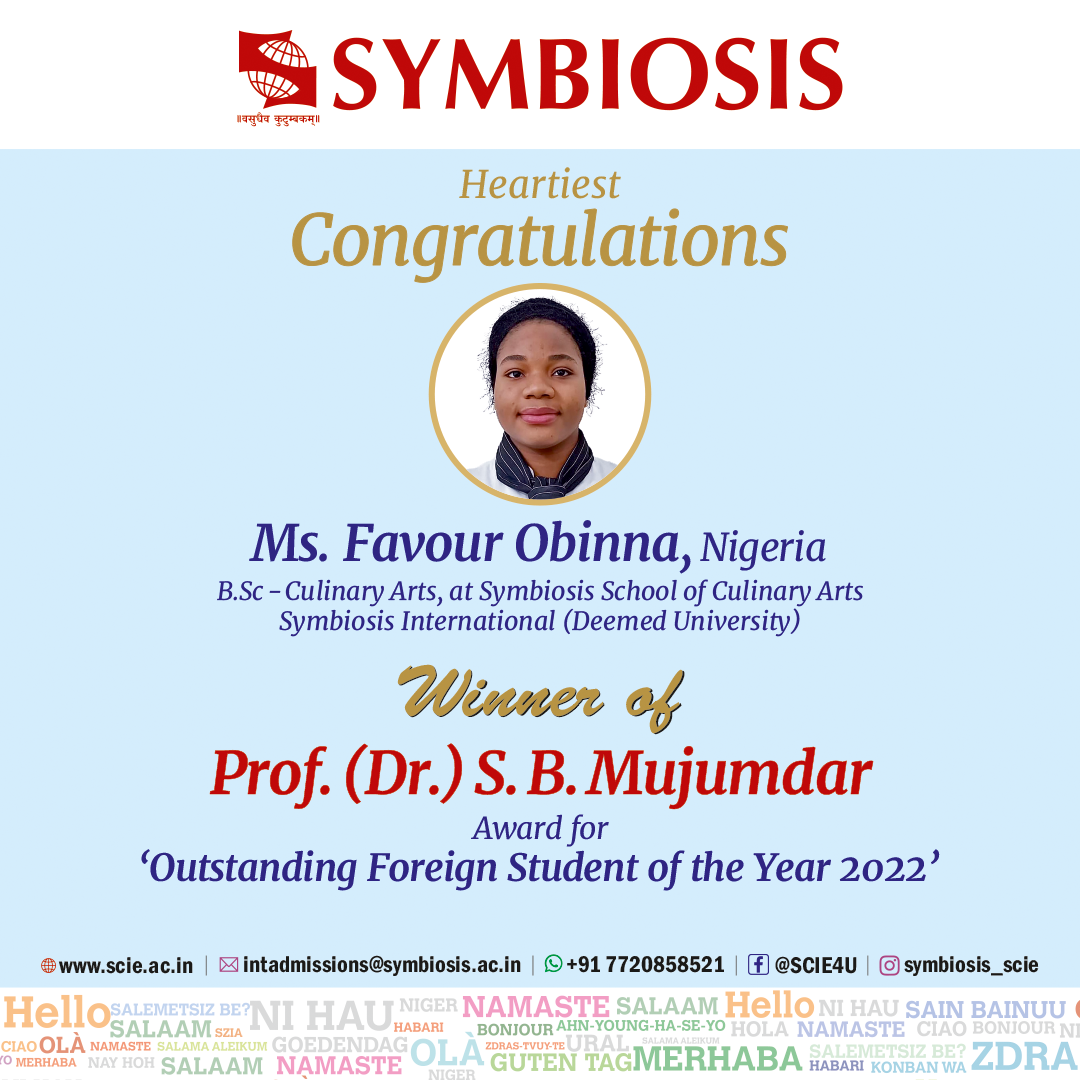 Foreign Student of the year award - Symbiosis SCIE